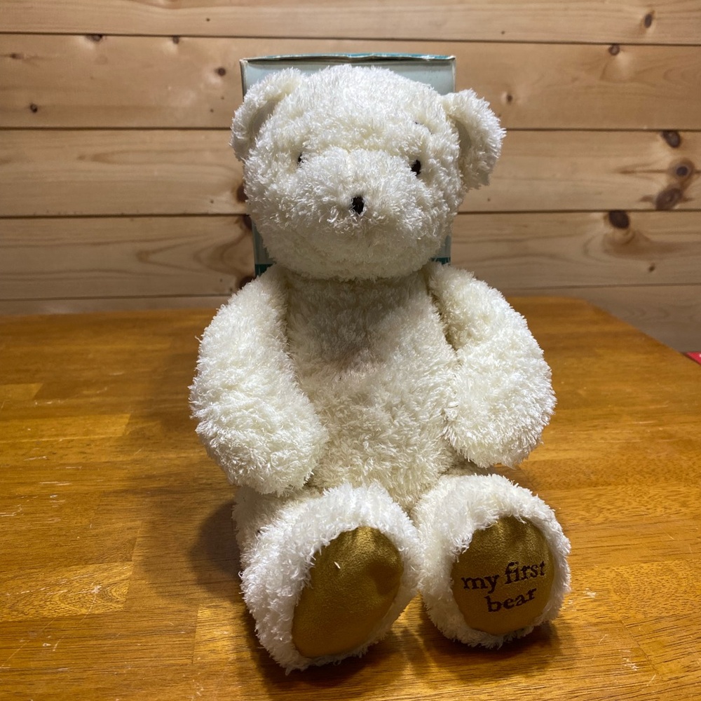 Pottery Barn Kids Fuzzy White My First Bear Plush Teddy 14” Toy PBK